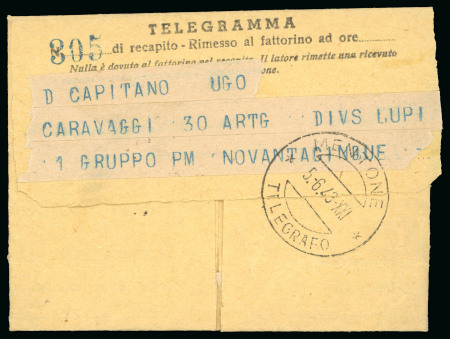 Stamp of Italy » Italian Occupations WWII » France 1943 (June 5) Telegram with "Mentone/Telegrafo" cds