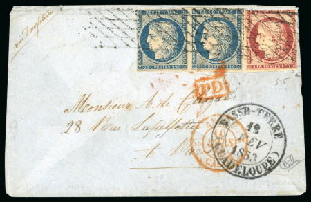 1853, Enveloppe au départ de Basse-Terre (Guadeloupe)