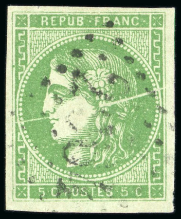 Stamp of France » Emission de Bordeaux 1870, Variété de trait oblique prononcé traversant
