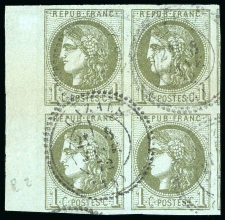 Stamp of France » Emission de Bordeaux 1870, Bloc de 4 bord de feuille Y&T n°39B Émission