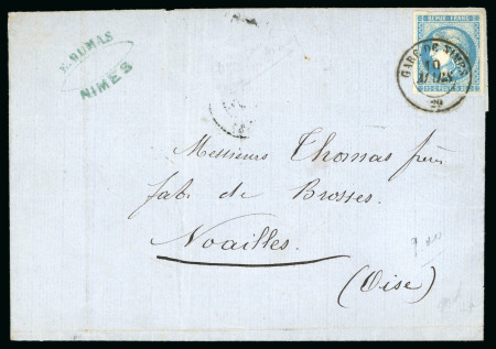 1870, Lettre pour Noailles (Oise) Émission de Bordeaux