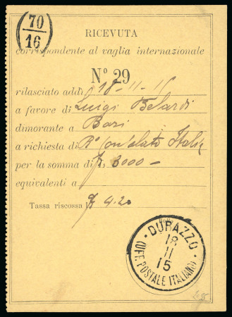 Stamp of Italy » Missions, Post Offices and Postal History Abroad » Albania Durazzo: 1902-14 Group of 13 covers/cards and two money order receipts