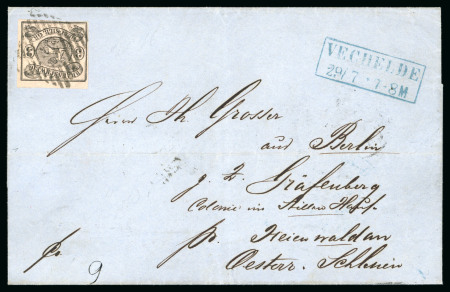 Stamp of German States » Brunswick 1860 (July 29) Cover to Silesia franked with a Braunschweig 3sgr black on rose tied 