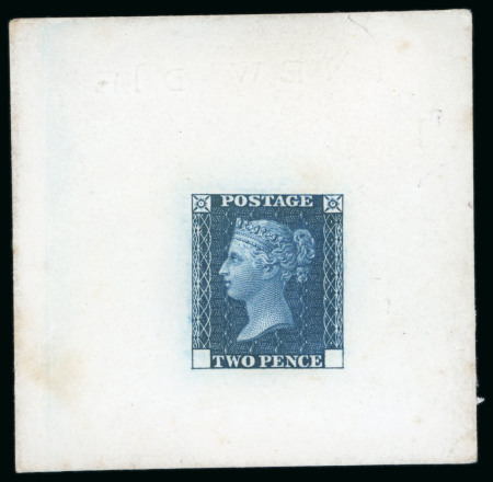Stamp of Great Britain » Line Engraved Essays, Plate Proofs, Colour Trials and Reprints 1871 2d Ormond Hill die proof in deep blue on thin white wove paper on card