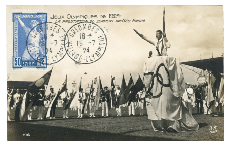 Thematic - Olympics/Sport: 1924-98, Collection in an album incl. strong 1924 Paris with Olympic 50c tied by "COLOMBES / VILLAGE OLYMPIQUE" cds to ppc