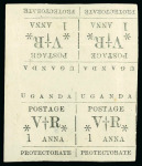 1896 (Nov) Group of three tête-bêche pairs and a block incl. 1a, first printing, tête-bêche block of four