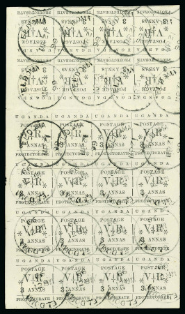 1896 (Nov) 3a block of 24 comprising of a complete pane tête-bêche with a block of eight, cancelled