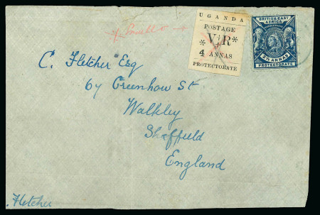 1898 (Sep 13) Front to England with 1896 4a showing small "O" in "POSTAGE" variety in combination with B.E.A. 1896-1901 2 1/2a