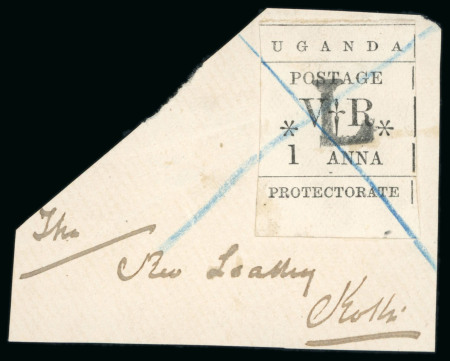 1896 (Nov) "L" Overprint used group incl. 1a tied by blue crayon on large piece addressed to Rev. Leakey in Koki