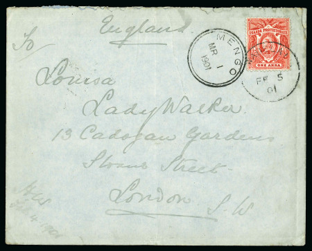 Wadelai: 1901 (Feb 5) Envelope from Robert Henry Walker to his mother in England with 1898-1902 1a tied by clear WADELAI cds