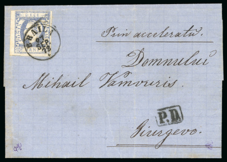 Stamp of Romania » 1868-70 Prince Carol I - New Currency 1872 (Sept 27) Cover to Giurgio franked with a 10b ultramarine, 15 covers known with this stamp, rare manuscript