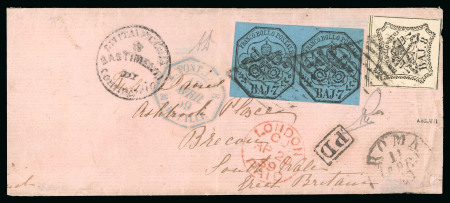 Stamp of Italian States » Papal States 1859, da Roma per Brecon (Gran Bretagna), recante una copia del 7 b. ed un 8 b. 