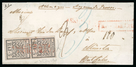 Stamp of Italian States » Papal States 1852, affr. con coppia verticale del 5 b. Lettera molto rara come raccomandata per la Prussia
