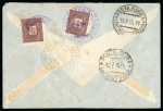 1935, aerogramma del 12 luglio da Milano per San Paolo con francobollo non tollerato e con segnatasse in arrivo