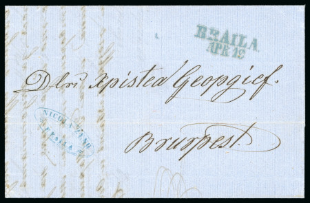 1861 Cover from Braila to Bucharest struck with a good impression of the "Braila Apr 12" two line Cyrillic postmark