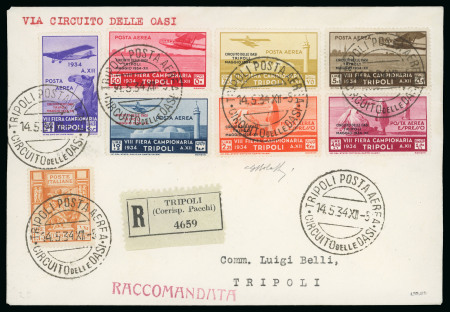 Stamp of Italy » Italian Colonies and Possessions » Tripolitania 1934, "Circuito delle Oasi", serie completa su raccomandata 