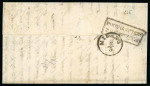 1855, lettera per Milano con affr. comprendente il 15 c. "senza linea divisoria con l'esemplare inferiore"