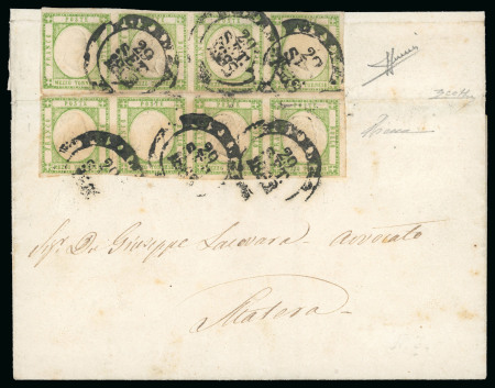 Stamp of Italian States » Naples 1862, lettera con blocco di otto di 1/2 t. delle Province Napoletane, nel penultimo giorno di validità