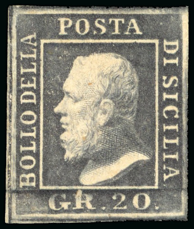 Stamp of Italian States » Sicily 1859, 20 gr. grigio ardesia, nuovo con gomma originale,