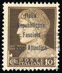 1943, soprastampa di saggio su insieme unico di esemplari usati