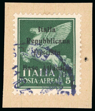 Stamp of Italy » Base Atlantica  1943, due saggi unici di posta aerea su "Imperiale" da 5 l. e 10 l. soprastampa II tipo