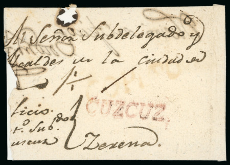 Stamp of Chile » Postal History 1800ca Cover front with very rare "Cuzcuz" (S.F.C. MPF13)