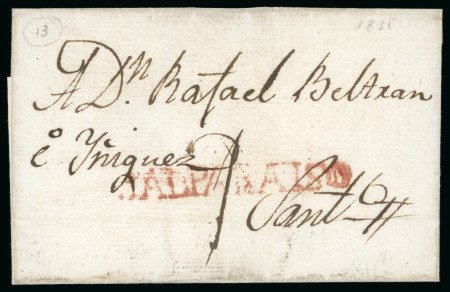 Stamp of Chile » Postal History 1815ca Cover to Santiago with "Balparaiso" (S.F.C. MPF48) to Rafael Beltrán Iñiguez