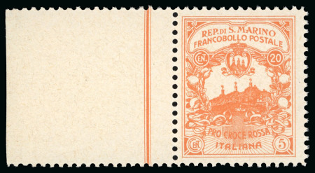 Stamp of Italy » San Marino 1916, Croce Rossa, 5 c. arancia e 10 c. rosa carminio,