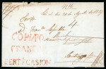 1837 (Aug 31) Registered cover "Copiapo" straight line in red hs rare registered mail