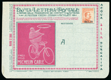 Stamp of Italy » B.L.P. Busta Lettera Postale pubblicitaria illustrata "Pneu - Velo -Michelin Cablé" nuova con un B.l.P. da 20 c.