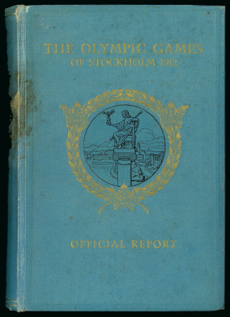 1912 Stockholm official report in English, dedicated inside to Count Albert Gautier-Vignal (IOC member)