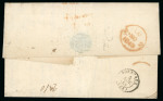 1849 (Aug 28) Cover sent to Bordeaux from Santiago, with fine strike of the framed oval "Santiago / De Chile"