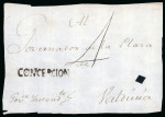 1806ca Two cover fronts from Concepción to Valdivia addressed to Governor of Valdivia, two different sea mail rates