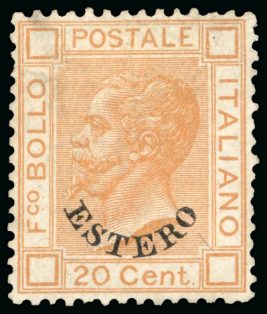 Stamp of Italy » Post Offices Abroad » Levant 1878-79, 20 c. arancio soprastampato "Estero", nuovo con gomma originale