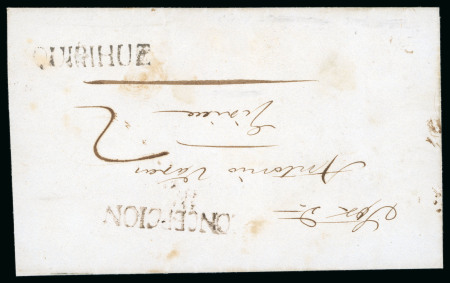 1848ca Cover from Quirihue with illegible destination, addressed to Don Antonio Varas, 