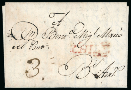 Stamp of Chile » Postal History 1811 (Oct 16) Cover from Santiago to Buenos Aires, to Ventura Miguel Marco del Pont revolutionary figure