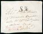 Stamp of Chile » Postal History 1800ca Two cover fronts both sent from Concepción one to Santiago, addressed to Juan Bautisha de Aeta,