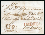 1808ca Two cover fronts both sent from Valdivia, both sent to Chiloé, San Carlos 