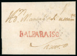 1805ca Two cover (reduced) sent from Valparaiso, both sent to Santiago,