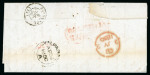 1850 (April 27) Cover sent from Santiago to Bordeaux, dispatch cds "Valparaiso" (British Post Office)