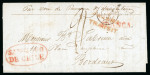 1850 (April 27) Cover sent from Santiago to Bordeaux, dispatch cds "Valparaiso" (British Post Office)