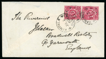 Stamp of Uganda Kamapla: 1902 & 1903 Pair of covers from Rev. Walker to England