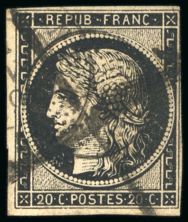 Stamp of France » Type Cérès de 1849-1850 1849, Cérès 20c noir oblitération cachet à date