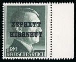 HERRNHUT 1945 set of the 14 issued stamps 1pf to 60pf including the two shades of the 6pf value and the very rare 12 unissued values