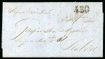 Stamp of Brazil 1861 (Dec 23) Entire from Rio de Janeiro to Lisbon, Portugal, with 1860 "Coloridos" 10r block of six on the backflap