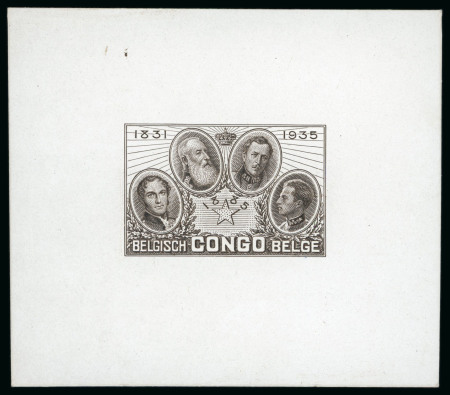 Stamp of Belgian Congo 1935, Épreuve d'artiste en marron foncé du timbre