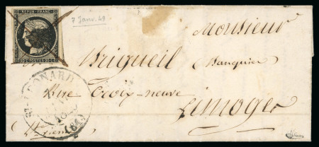 1849, Lettre pour Limoges (Haute-Vienne) affranchissement