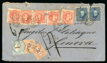 1870 (Jan 20) Envelope from Buenos Aires to Italy, underpaid with postage dues