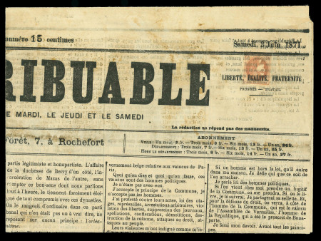 Stamp of France » Emission de Bordeaux 1871, Journal Le Contribuable du samedi 3 juin affranchissement