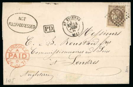 1871, Lot de 2 lettres pour Londres affranchissement